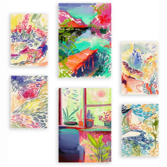 Nacnic Set van 6 Abstracte Natuur Posters A4/A3 - Decoratieve Wandkunst