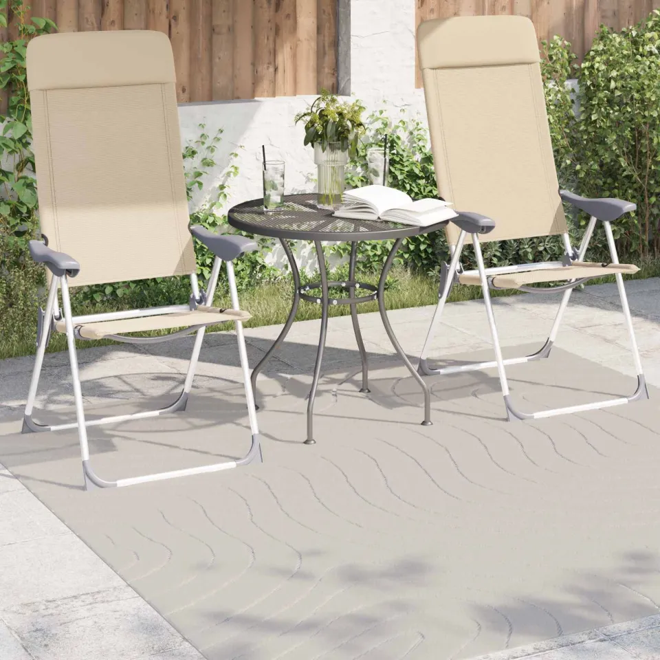 vidaXL Binnen- en buitentapijt PALMERAS Crème 120 x 120 cm Polyester, foto 3