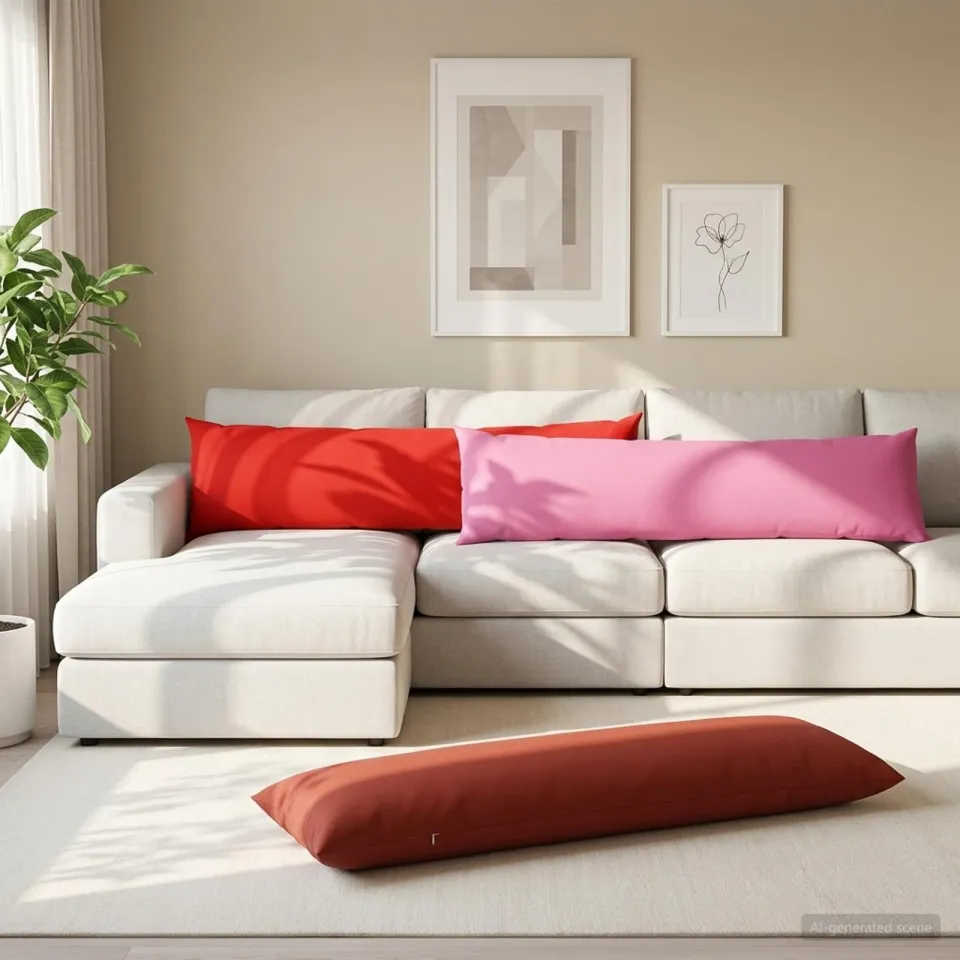 vidaXL Dekenkussen - HEERLEN - Wijnrood - 40 - x - 145 - cm - Polyester, foto 2
