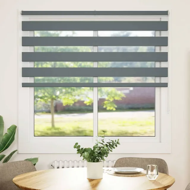 vidaXL Zebra rolgordijn 150x100 cm stofbreedte 145,9 cm donkergrijs grijs