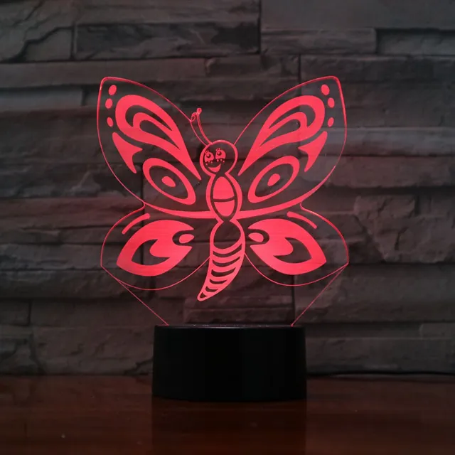 MC Living 3D Led Lamp Met Gravering - RGB 7 Kleuren - Vlinder