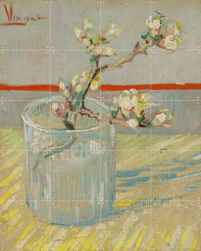 IXXI Bloeiend amandeltakje in een glas (1888), Vincent van Gogh (1853 - 1890) & Van Gogh Museum - 80 x 100 cm - Grote wanddecoratie en posters Wit / Lichte tinten