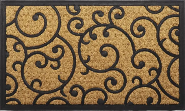 Luance Warm Welcome Deurmat - anti slip - rechthoek - arabesque - 75 x 45 cm - buiten - schoonloopmat Camel bruin