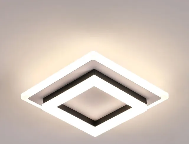 Riserva LED Plafondlamp modern minimalistisch vierkant wit‑zwart, 20cm, 24W neutraal wit 4500K, ijzer + acryl Wit + zwart