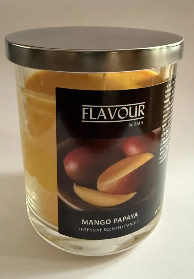 Flavour Geurkaars Mango Papaya 500g Okergeel