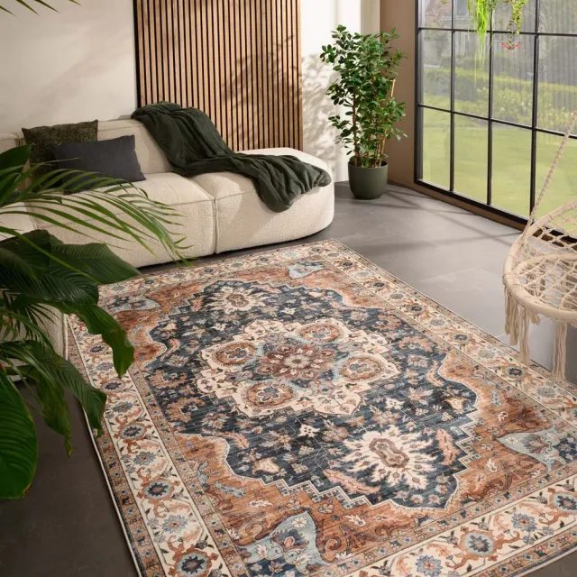 Heritaged Vintage buitenkleed - Valenca Fino goud/blauw 160x230