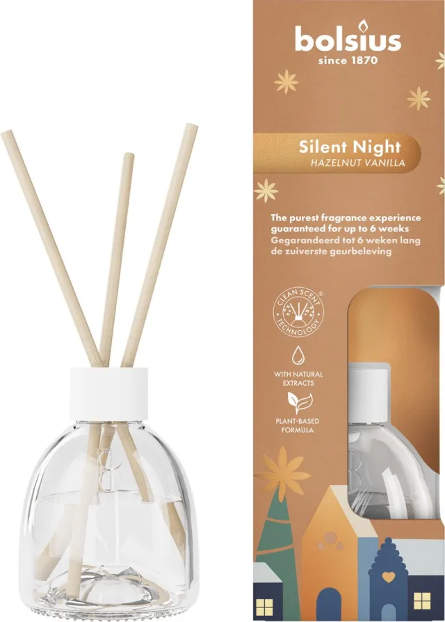 Bolsius Geurstokjes - Silent Night - Vanille Hazelnoot - 6 Geurstokjes - Voordeelverpakking