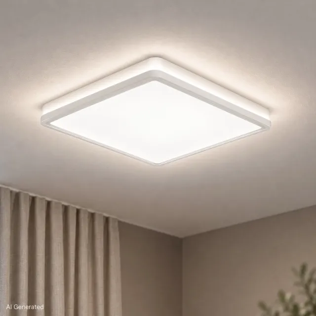 B.K.Licht LED Plafonniére - dimbaar - met indirect licht - led paneel - l: 29.3cm - 4.000K - 18W Wit (hoekig)