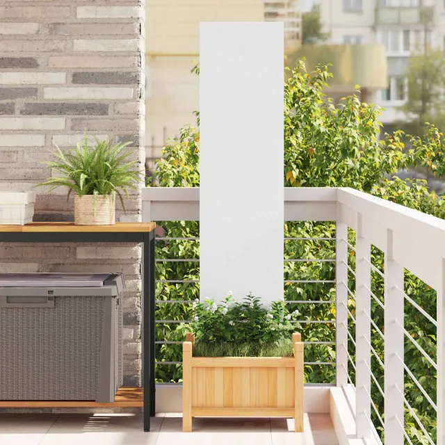 vidaXL Tuin Privacy Screen Fretwerk Wit 32 x 140 cm Koudgewalst staal