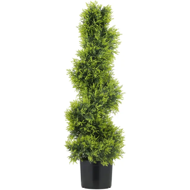 Homona Kunstplant spiraalvorm - 90 cm - UV-bestendig - Met verzwaarde pot - Groen