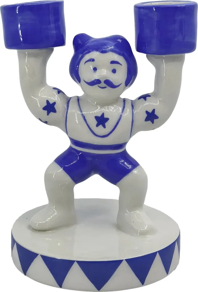 Kitsch Kitchen Kitsch Royale kandelaar mr. Gaston pilaar 12,5x9cm Blauw