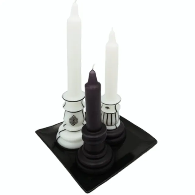 Van Licht Kaars Kandelaar Design Kaarsen met Standaard set van 3 stuks Wit/Zwart