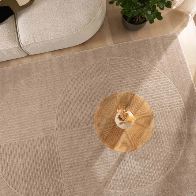 Nordic Weavers Scandinavisch vloerkleed vierkant - Contour Circle beige 140x140