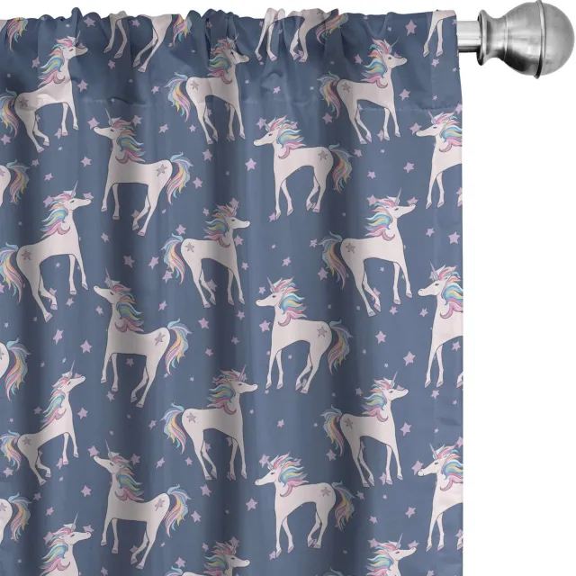 ABAKUHAUS Unicorn-Party Voorhangen – Doodle Fairy – 2x75x245 cm – Mikrofaser Mehrfarbig