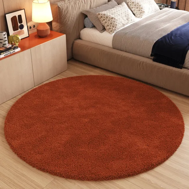 Tapiso Essence Vloerkleed Hoogpolig Shaggy Woonkamer Tapijt Maat- 200x200 Rood 1