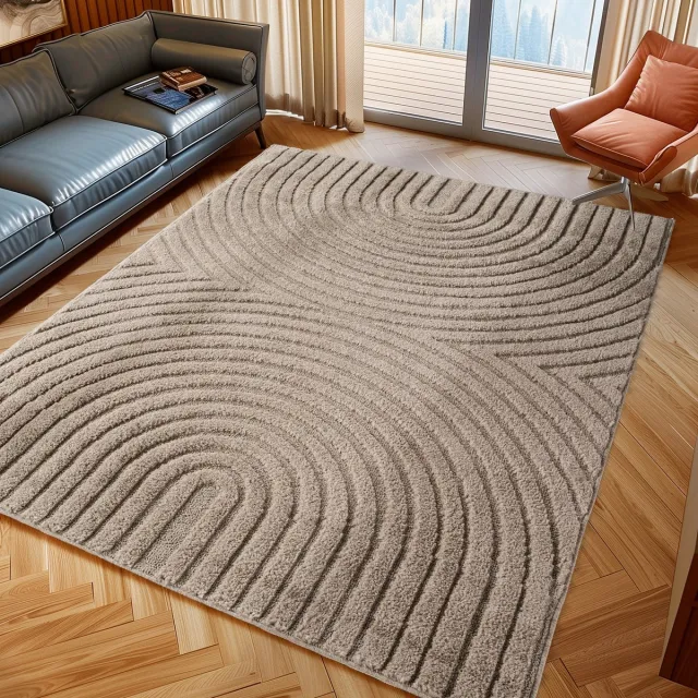 Muratap Japandi ART - Scandinavisch Vloerkleed - Laagpolig Effen - Beige- 160x230 CM