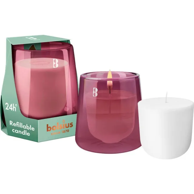 Bolsius geurkaars CleanLight Starterkit - Cedarwood & Vetiver roze