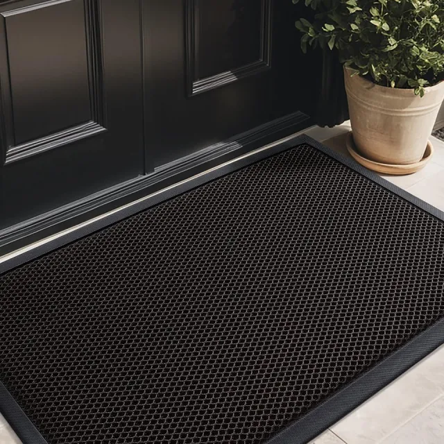 Unyqoos ® Grijze Antislip Deurmat voor Buiten en Binnen met Laag Profiel, Gemakkelijk te Reinigen, 43 x 76 cm ZwartGrijs