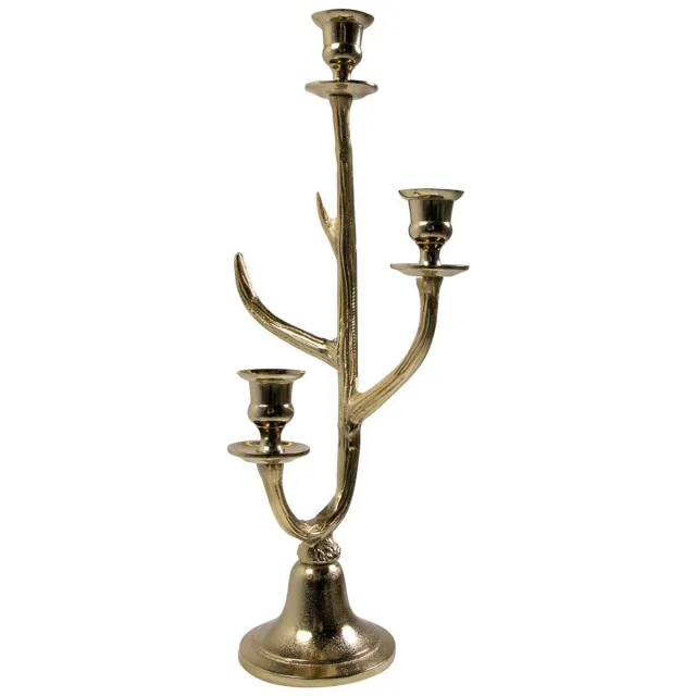 Mars & More Kandelaar gewei - voor 3 kaarsen - hoogte 48 cm Zilver