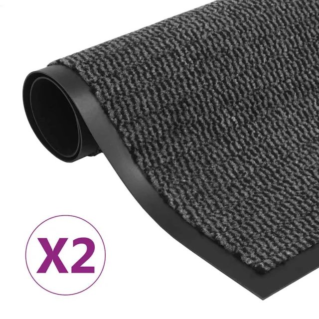 vidaXL Droogloopmatten 2 st rechthoekig getuft 80x120 cm antraciet