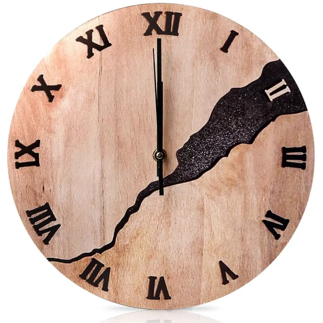 Ibenzoa Stille houten wandklok 30 cm voor woonkamer, keuken, slaapkamer en kantoor Naturel