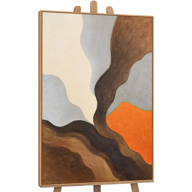 YS Canvas schilderij 140x100 cm handgeschilderd avondheuvels – YS-Art Gallery – Lijst: Hout – Luxe wanddecoratie Wood