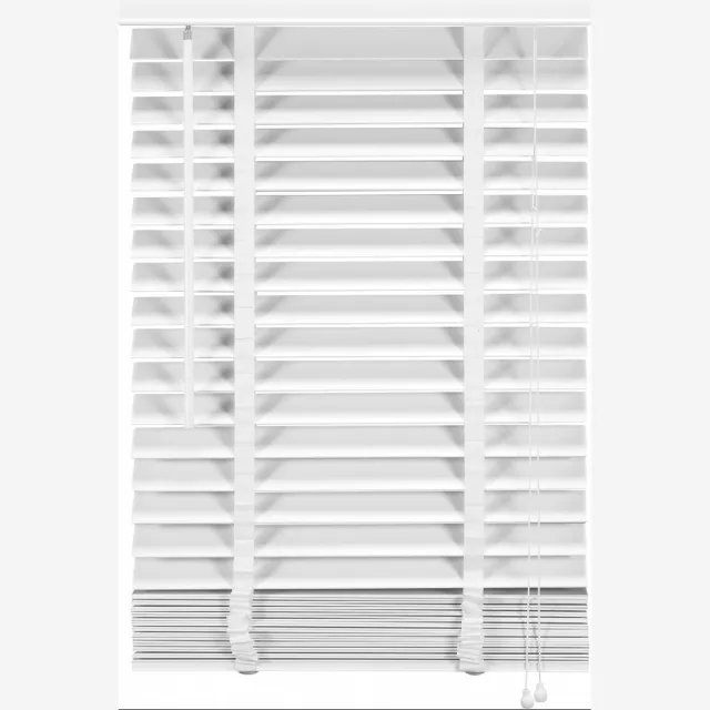 Woonexpress Houten Jaloezie Wit - 80x210 cm (BxH) - Raamdecoratie - Lamelbreedte 50 mm - inc. Bedieningskoord en Draaistang - Eenvoudig op maat maken en monteren
