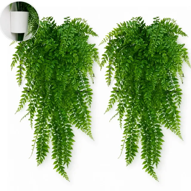 CASA VERDE Hangvaren-inclusief muurbevestiging-4 stuks-kunsthangplanten-75 cm-nepplanten-klimopslinger-voor binnen en buiten Groen