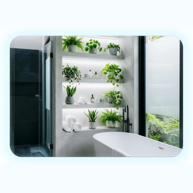WallMuralia Rechthoekige wandspiegel met afgeronde hoeken - 70x100 cm - Koel LED licht - Spiegel met LED verlichting - Minimalistisch Spiegel - Toiletspiegel Met Licht Koel licht