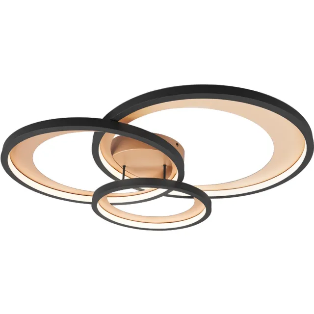Trio GRANADA - Plafondlamp - Zwart mat - incl. 1x SMD 36W - Dimbaar met schakelaar - Plafondbevestiging