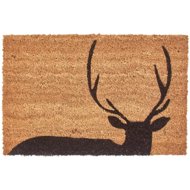Homescapes Antislip Kokosmat Silhouet Zwart Hert Zwart/natuur