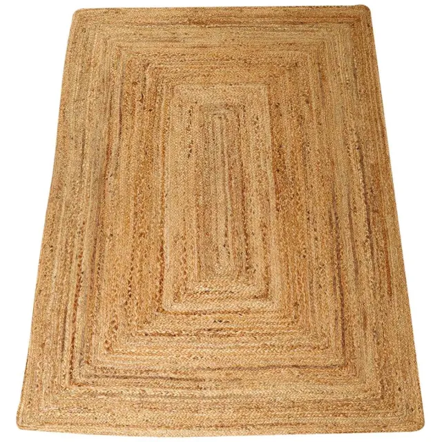 Casa Moro Rechthoekig jute vloerkleed – Handgemaakt natuurvezel tapijt – Naturel beige/bruin – Esha Natur