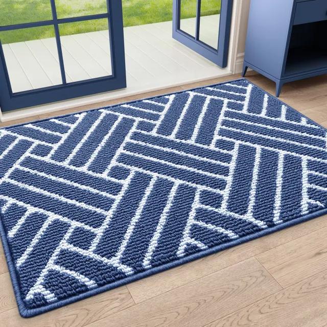 OLANLY Deurmat - Binnenmat - Makkelijk schoon te maken en vuilafstotend - Opname van water en antislip - 50x80 cm - Donkerblauw