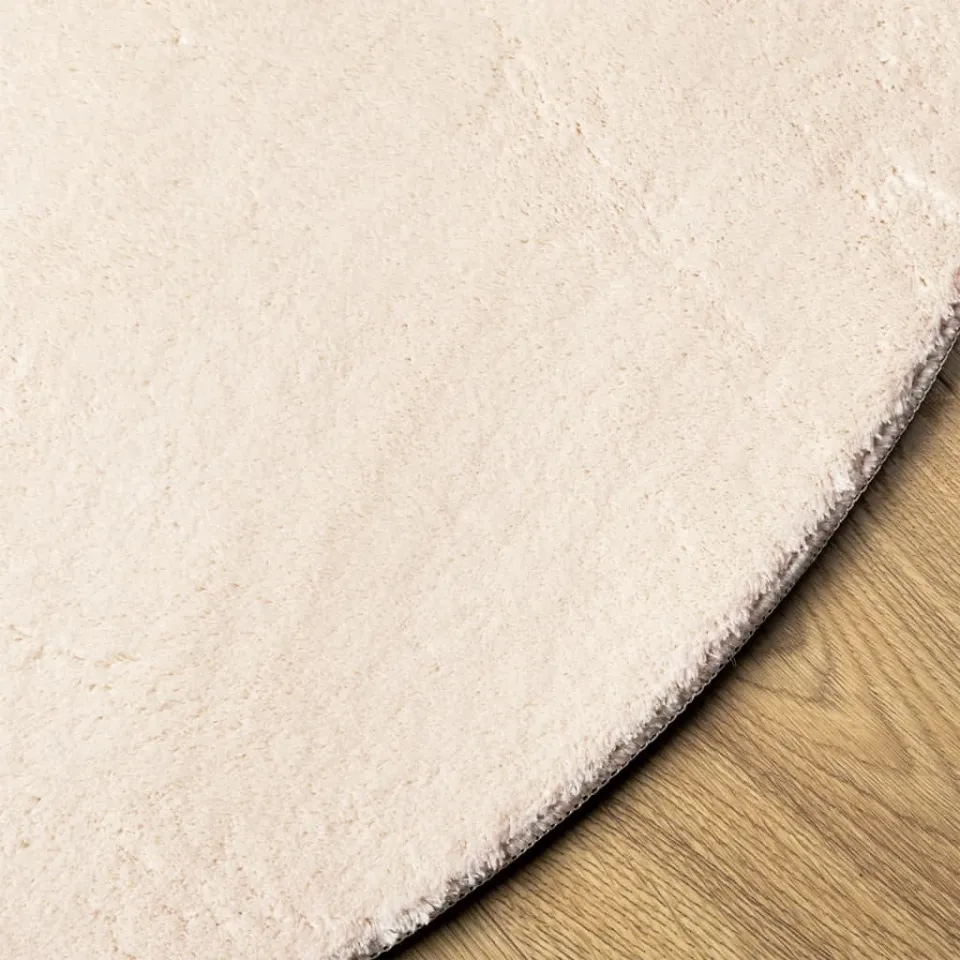 vidaXL Vloerkleed HUARTE laagpolig zacht wasbaar Ø 100 cm beige, foto 4