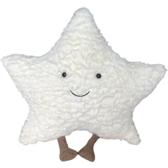 KimDo Lachende Ster kussen - 40 cm - Wit - Babykamer Decoratie - Kraamcadeau - Knuffel