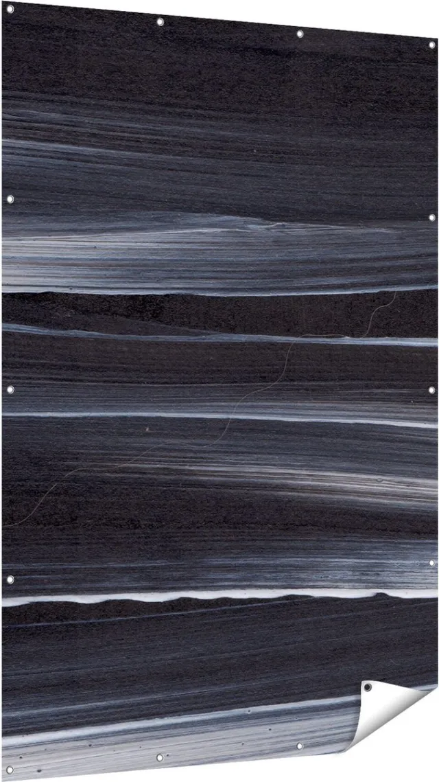 Gards Tuinposter Abstracte Kunst - Zwart met Witte Lijnen - 120x180 cm - Tuindoek - Tuindecoratie - Wanddecoratie buiten - Tuinschilderij Multikleur