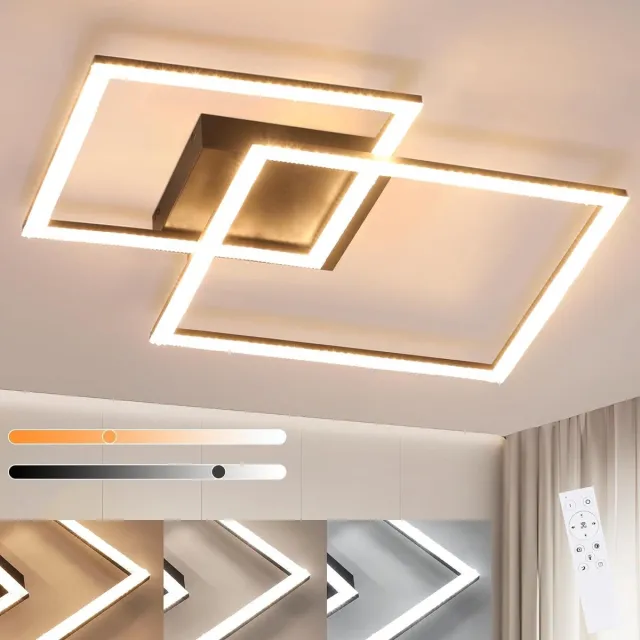 NETTLIFE LED-plafondlamp 3000K-6500K, 54W dimbaar keukenlicht modern vierkant design zwart met afstandsbediening voor slaapkamer keuken