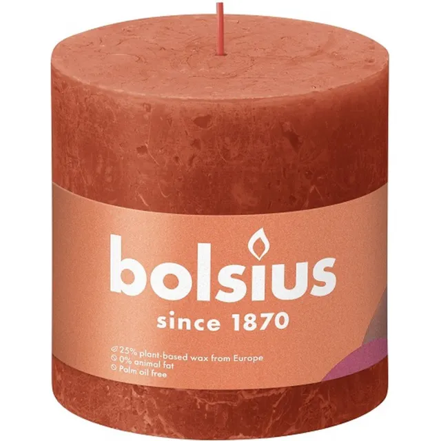Bolsius 3 stuks Bolsius oranje rustiek stompkaars 100/100 (62 uur) Eco Shine Earthy Orange