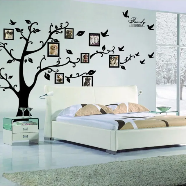 Vwist Muursticker Boom - Fotolijsten XXL formaat - Bevestig uw Eigen Foto's - 250x180CM Zwart