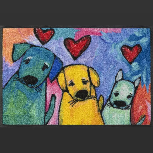 Kleen-Tex Wash+Dry Design Wasbare Deurmat - Doggies - 50 x 75cm Meerkleurig