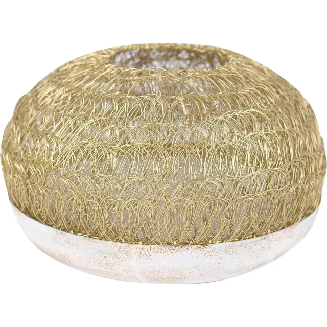 Rasteli Windlicht - kunststof; metaal - goud - D26 x H19 cm