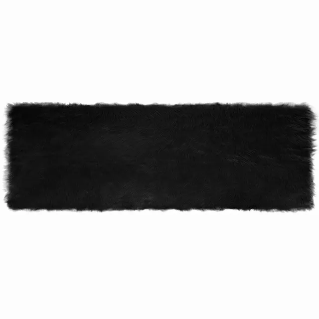 vidaXL Tapijt - van - imitatie - schapenvacht - TAFALLA - Zwart - 80 - x - 250 - cm
