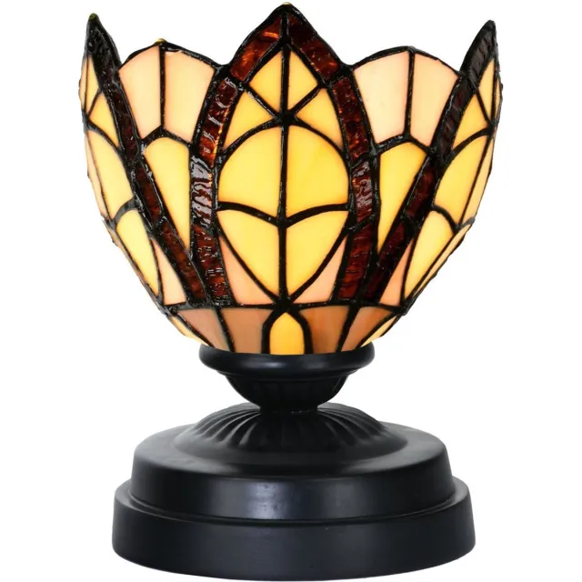 Coloured by Art Tiffany lage tafellamp zwart met Flow Souplesse Small - Art Deco Trade Bruin