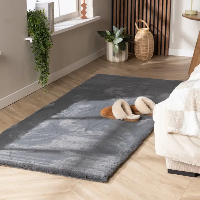 NATURL. Zachte Hoogpolige loper - Comfy Supreme Antraciet - 80x250cm Grijs