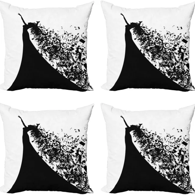 ABAKUHAUS Oper Kussenhoe­senset (4x) – Dubbelzijdig bedrukt – 45 cm – Zwart/Wit