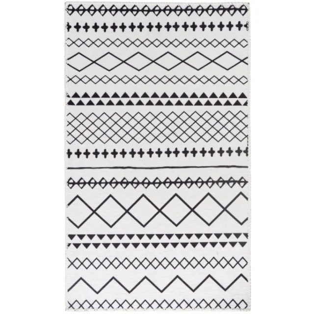 Padiro stijlvol vloerkleed - lichtbeige - geometrisch boho-patroon - voor vloerverwarming - van polyester