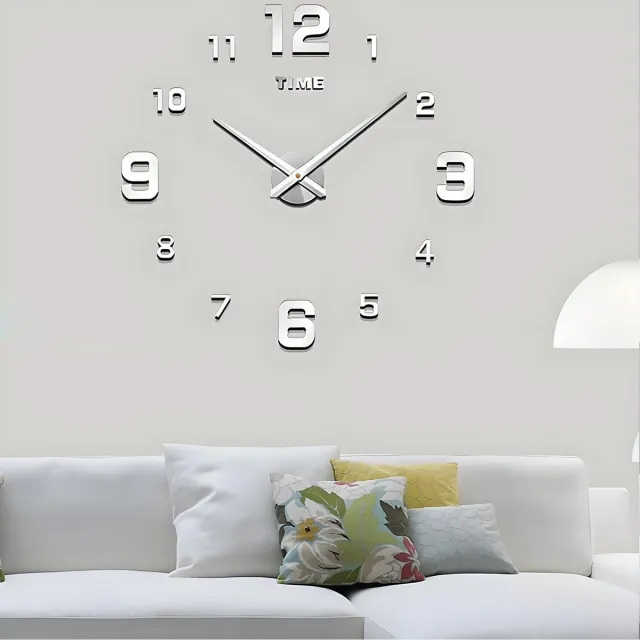 CORALTREE 3D Muurstickers Wandklok DIY Wandklokken Decoratie Klokken voor Kantoor Woonkamer Slaapkamer Klok Cadeau Huisdecoratie Artikelen (Zilver)