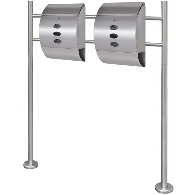 vidaXL Dubbele brievenbus op RVS standaard Zilver