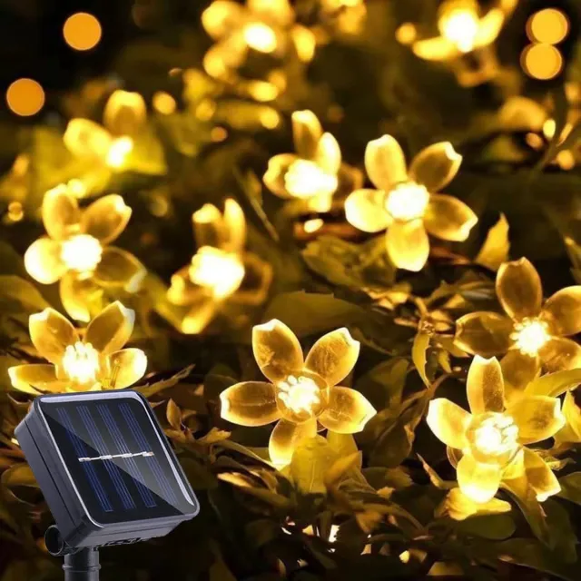Namajunas Solar werkende bloem vormige licht snoeren - 8 verschillende flitsmodi - 12 meter met 100 LED lamp - Spatwaterdicht - Lichtsnoer - Prikkabel - Sfeer verlichting buiten en binnen - Tuinverlichting - Warm wit - Sfeer lampen - Camping LED