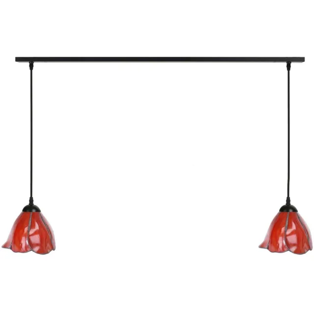 Coloured by Art 2 x Tiffany Tender Poppy lampen aan plafondbalk - Art Deco Trade Rood